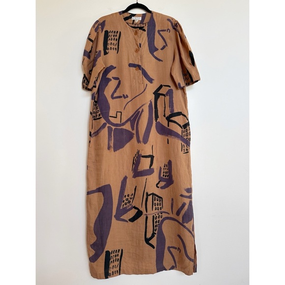 Betty Jackson Dresses & Skirts - Vintage Betty Jackson Abstract Linen Dress Size 10